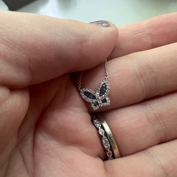 Nicole rose jewelry diamond purple sapphire butterfly necklace - Picture 7 of 16